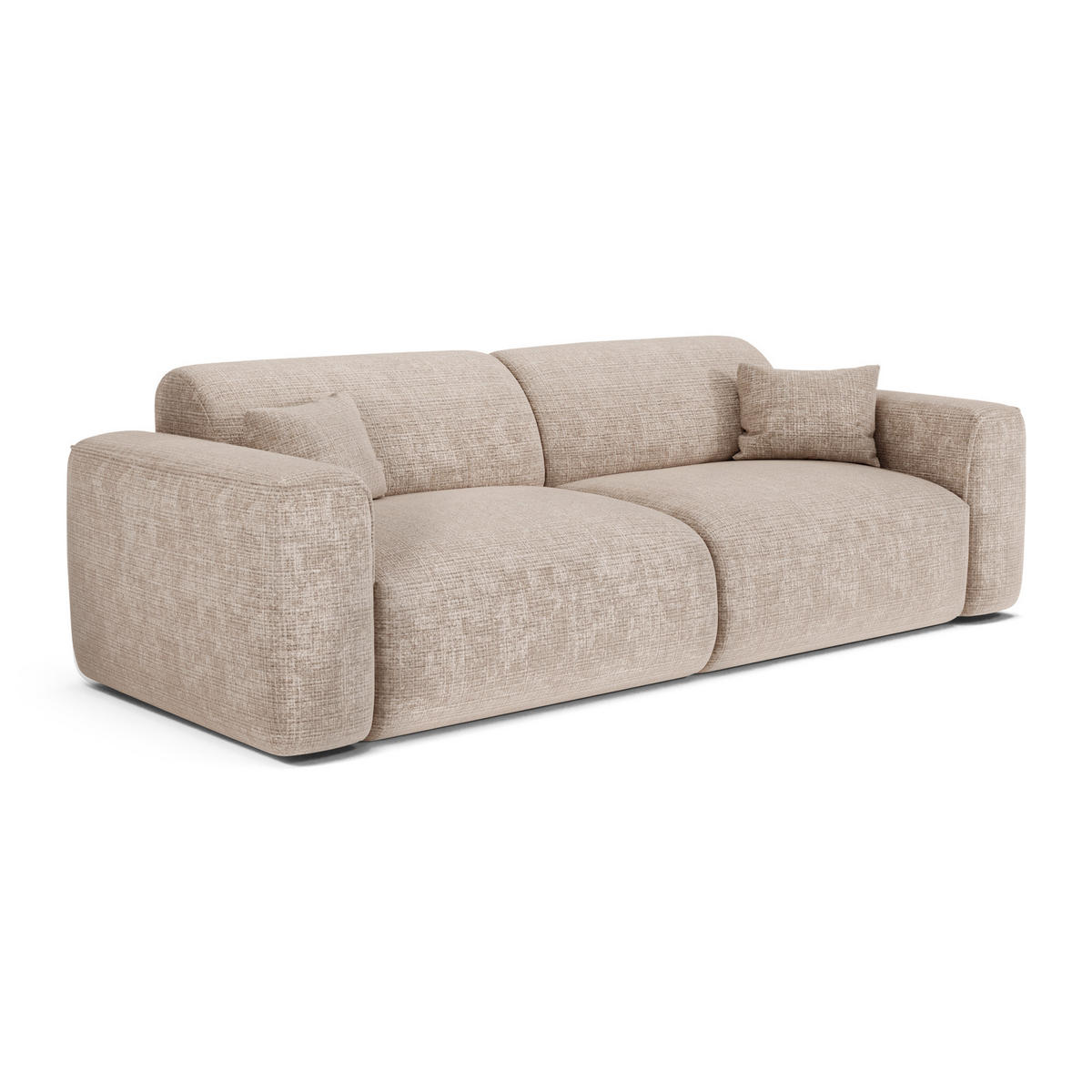 SCHLAFSOFA GERADE Geprägter Samt Beige 240cm - Beige, Textil (240/73/97cm) - Sia Home