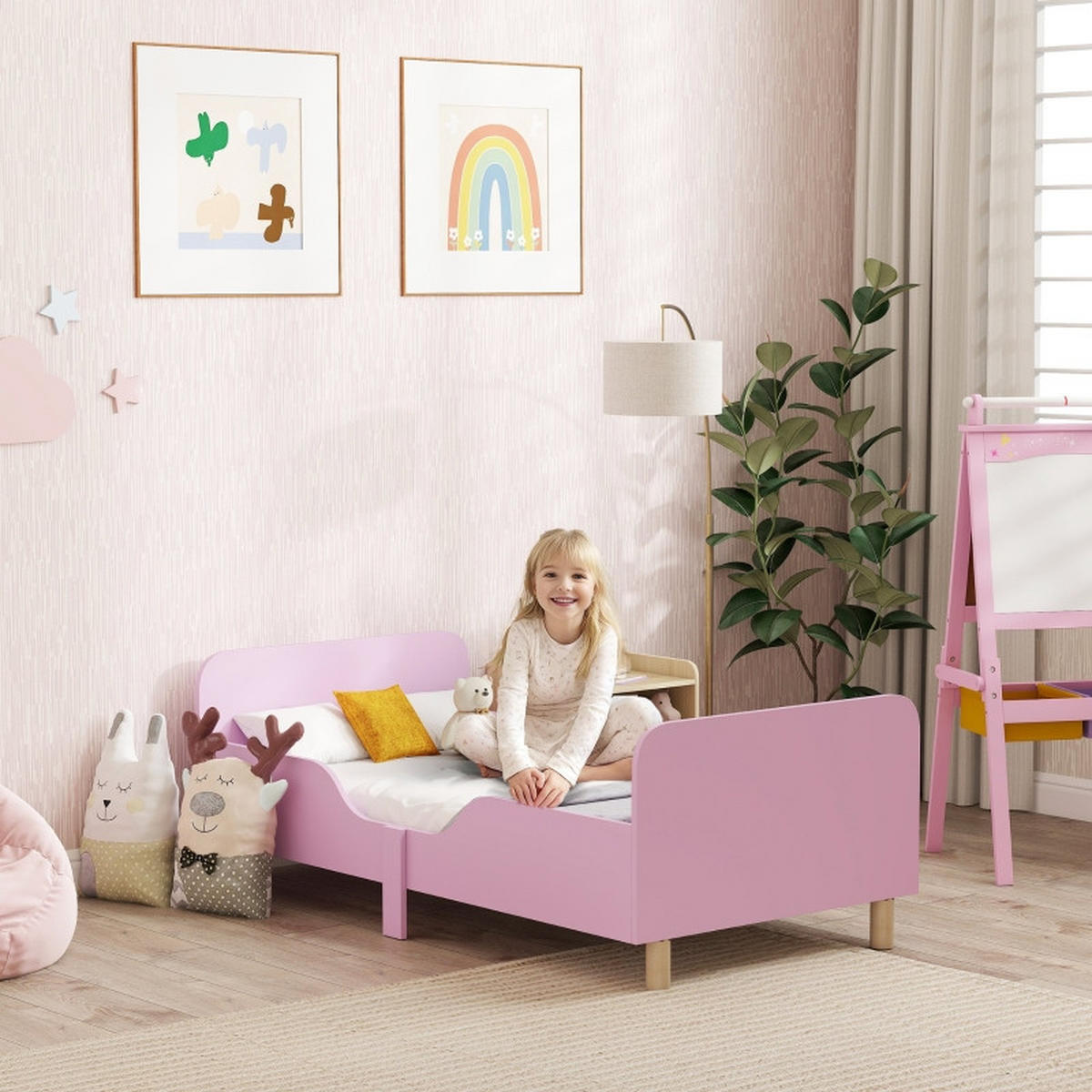 KINDERBETT 90x200 cm Gitter rosa - Rosa, Holz (90/200cm) - LEBENLANG