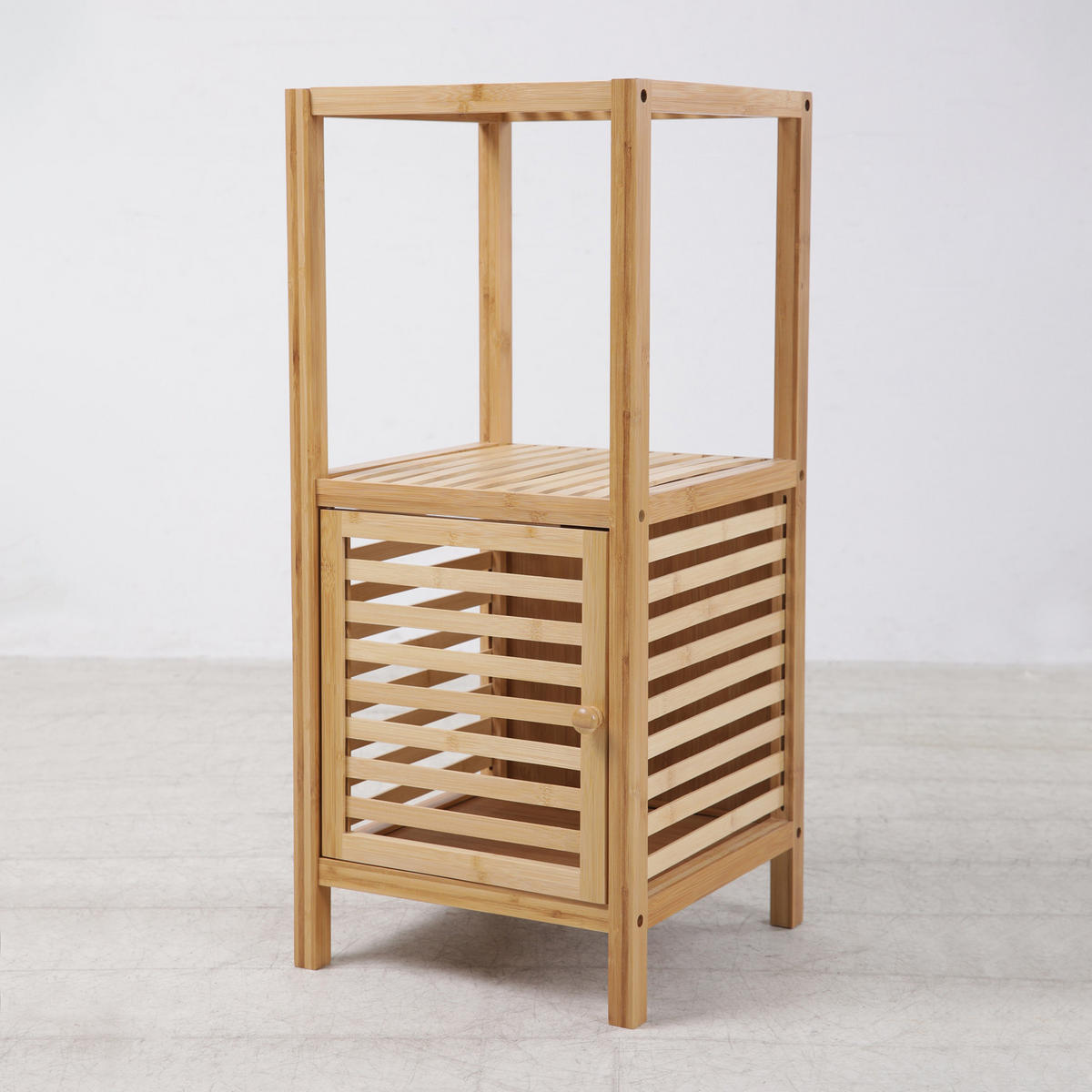 BADREGAL Bambus S mit Tür freistehend - Beige, Holz (35/80/35cm) - SVITA