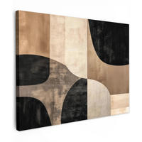 LEINWANDBILD Abstrakt - Flugzeuge - Schwarz - Rund Wandbilder 80x60 cm - Beige, Textil (80/60cm) - MuchoWow