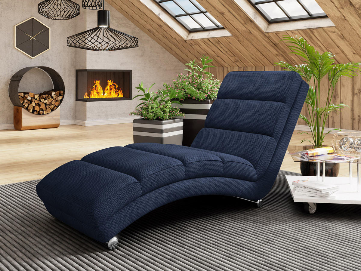 RELAXLIEGE Holiday - Chromfarben/Dunkelblau, Holz/Textil (62/84/180cm) - MIRJAN24