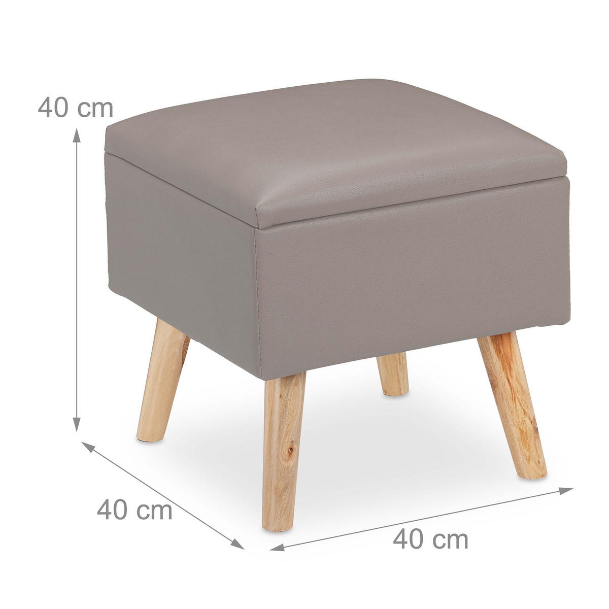 SITZHOCKER Grau Stauraum - Multicolor, Holz/Holzwerkstoff (40/40/40cm) - Relaxdays