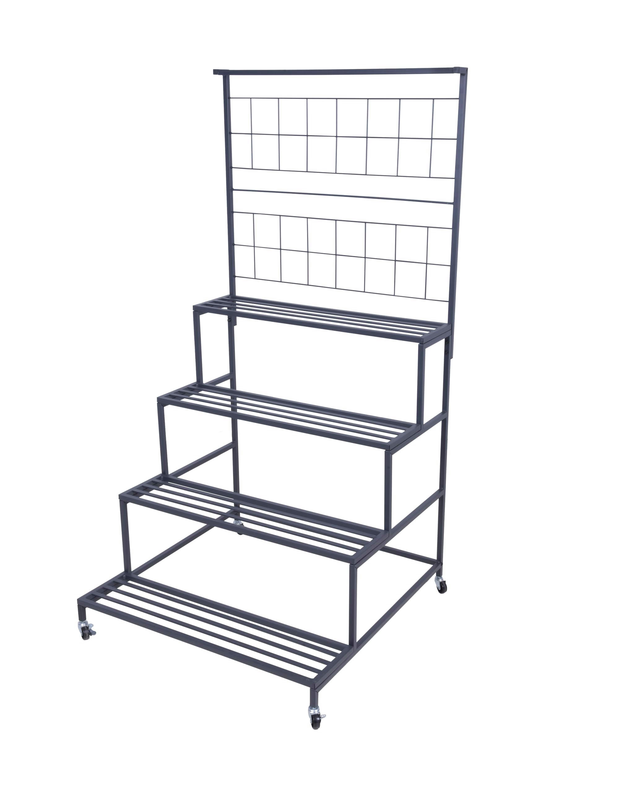 BLUMENTREPPE Split Anthrazit Stahl Blumenleiter Hängeregal Pflanzentreppe - Anthrazit, Metall (80/158/80cm) - DELUKE