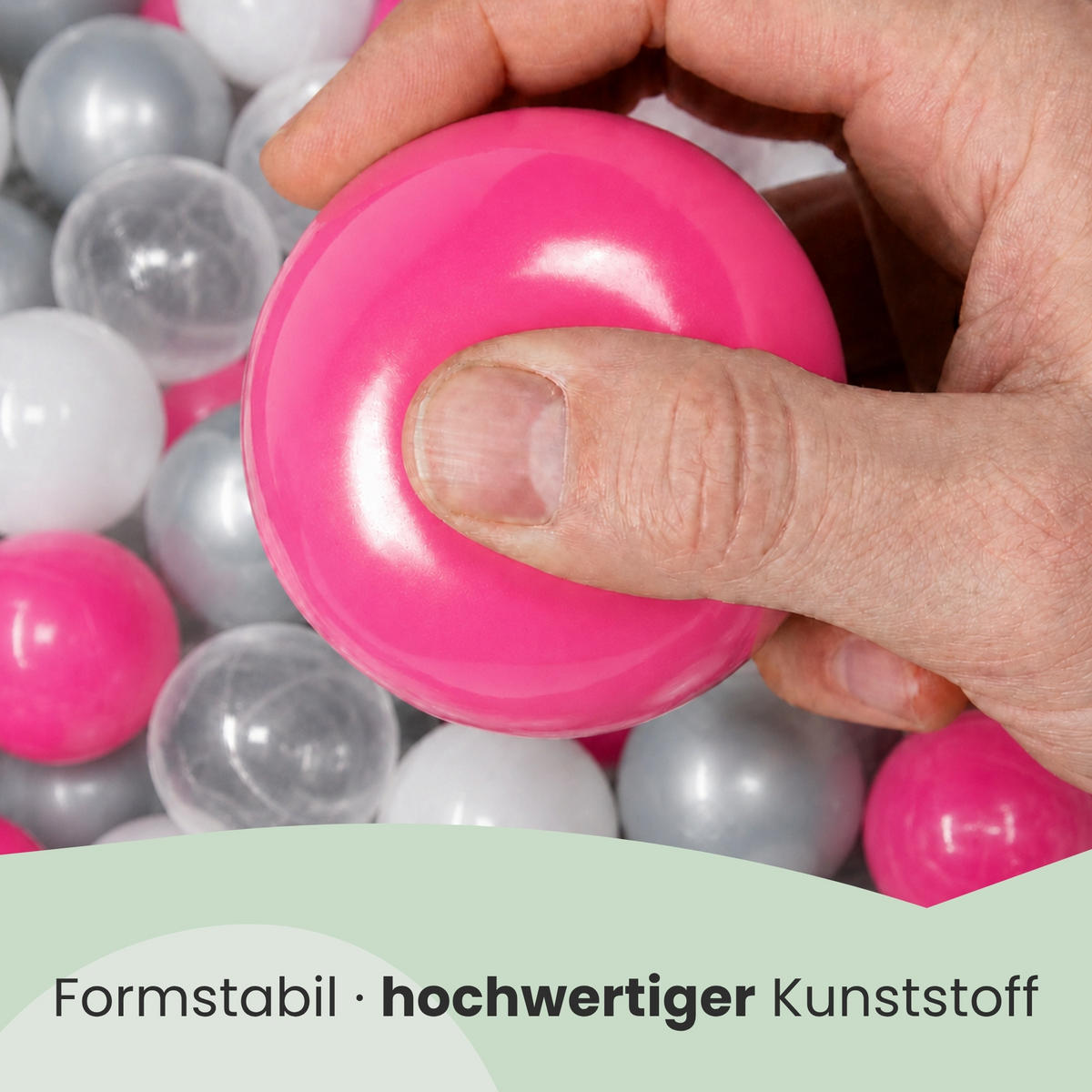 BÄLLEBAD-BÄLLE 200 Stück, Pink/Grau/Weiß/Transparent, 5.5 cm - Pink, Kunststoff (5.5/5.5/5.5cm) - Littletom