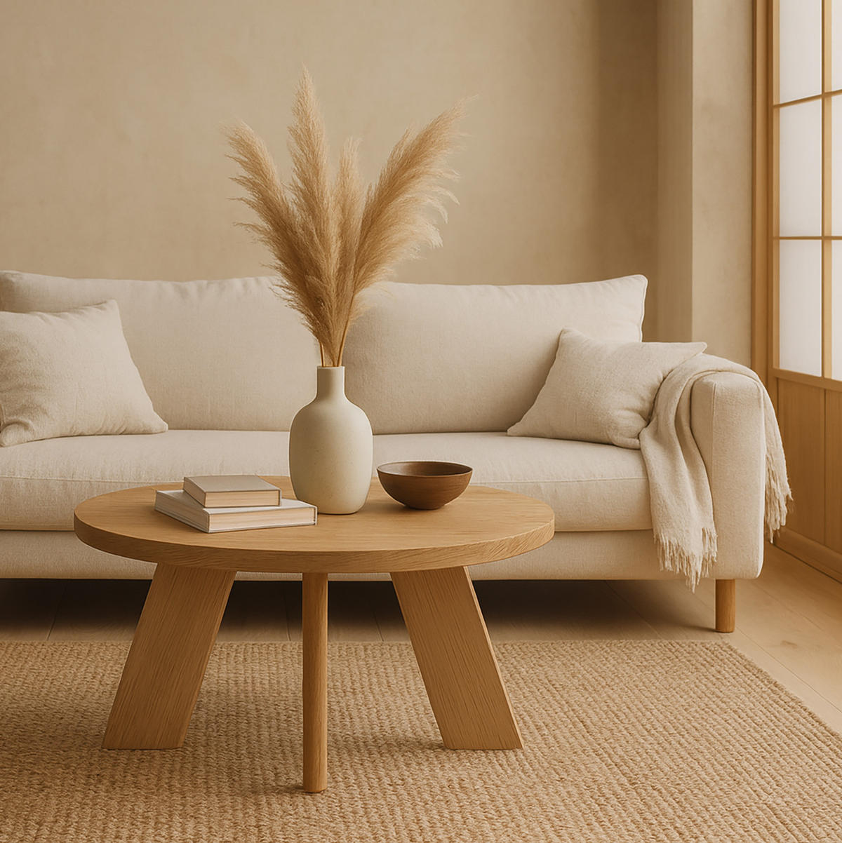 COUCHTISCH LEX Durchmesser 75 cm, Minimalistisch und zeitlos, Eiche Lefkas/Weiß - Dunkelbraun/Weiß, Holz (60/60/41cm) - Dekori_Interiors