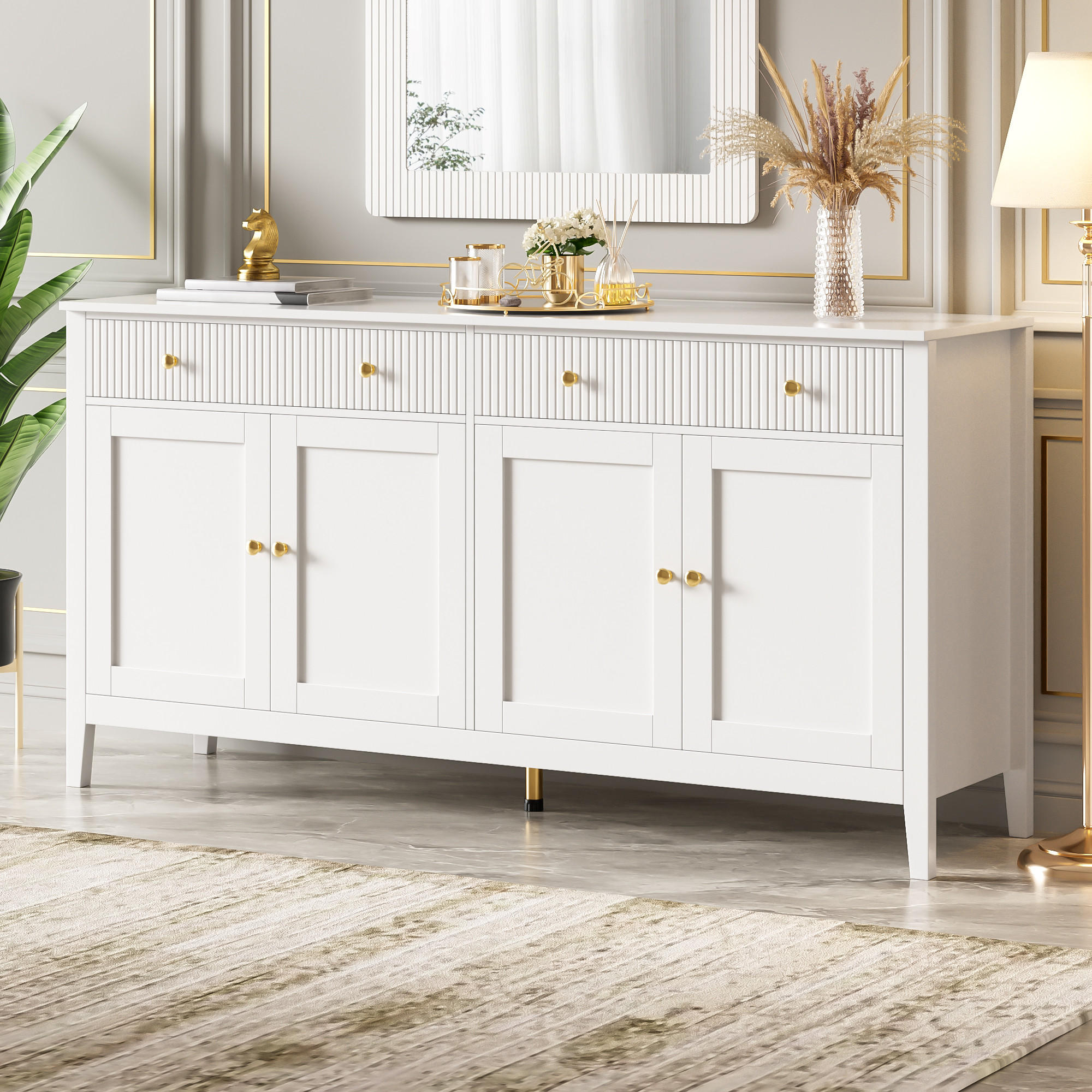 SIDEBOARD weiß 2 Schubladen 4 Türen - Weiß, Holz (160/82/40cm) - Fortuna Lai