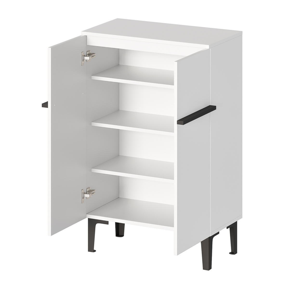 SCHUHSCHRANK aus Spanplatte 60x34,5x95cm in Weiß mit verstellbaren Einlegeböden - Weiß, Holzwerkstoff (60/95/34.5cm) - Modfu