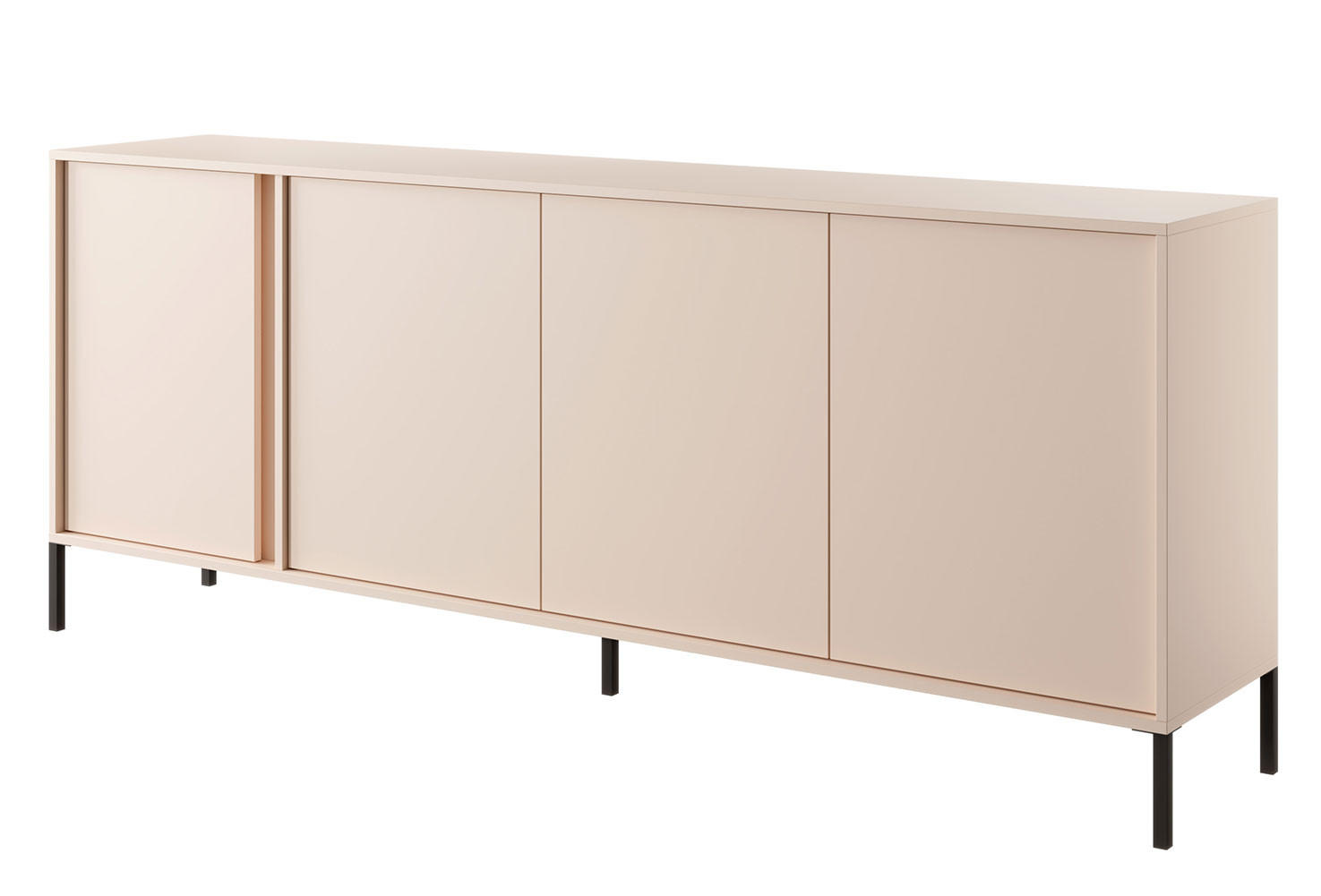 Feldmann-Wohnen Sideboard Beige, Schwarz 203x81x39.5 cm