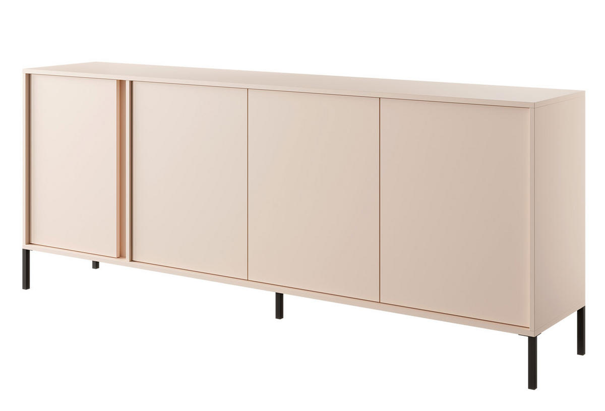SIDEBOARD Dast beige 203 / 39,5 / 81cm - Beige/Schwarz, Holz/Holzwerkstoff (203/81/39.5cm) - Feldmann-Wohnen