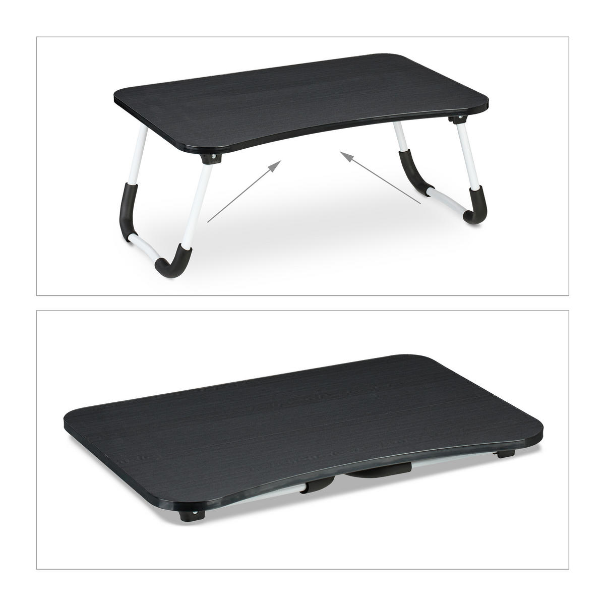 LAPTOPTISCH Schwarz klappbar 63x40 cm - Schwarz, Holzwerkstoff/Kunststoff (40/63/26cm) - Relaxdays