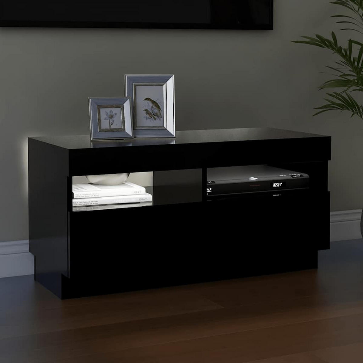 TV-SCHRANK Mit Led-Leuchten Schwarz 80/35/40 Cm - Schwarz, Holzwerkstoff (35/48/120cm) - vidaXL