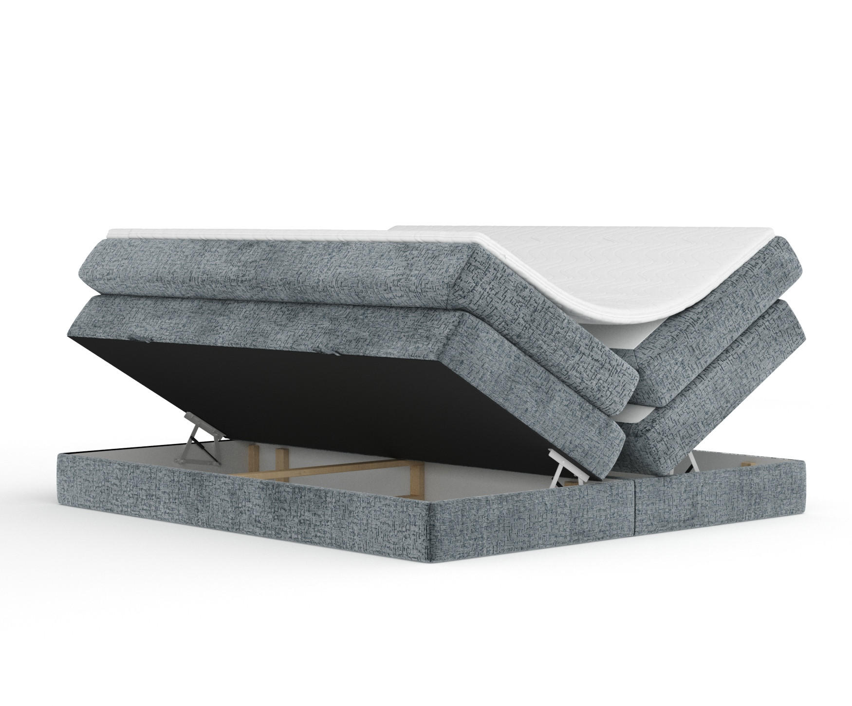 BOXSPRINGBETT Juniper Blau Grau 140/200 cm - Blaugrau/Schwarz, Holz/Holzwerkstoff (140/200cm) - Maison de Reve