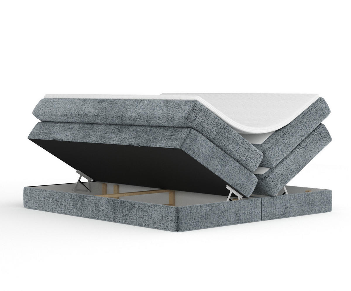 BOXSPRINGBETT Juniper Blau Grau 140/200 cm - Blaugrau/Schwarz, Holz/Holzwerkstoff (140/200cm) - Maison de Reve