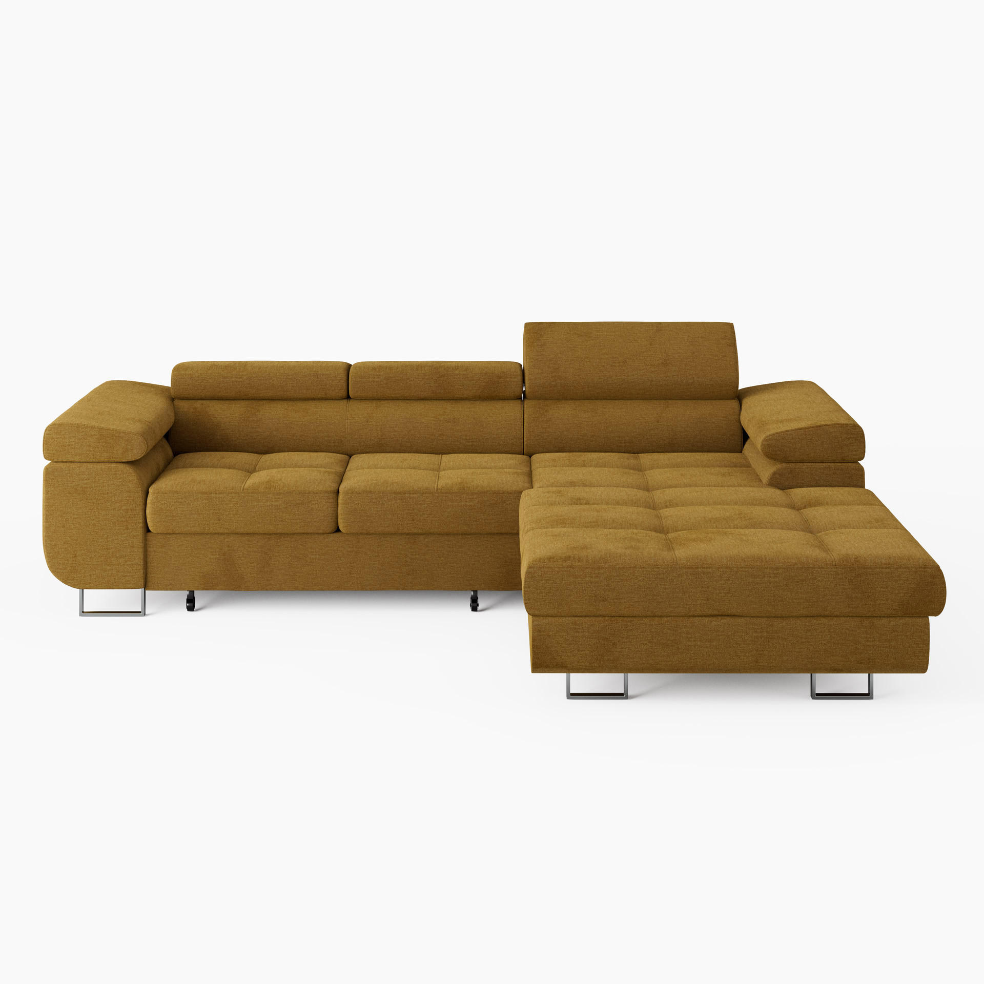 ECKSOFA VEMO CORE Rechts Gelb Velours-Stoff mit Schlaffunktion und Bettkasten - Gelb, Holz/Metall (280/205cm) - Barchello