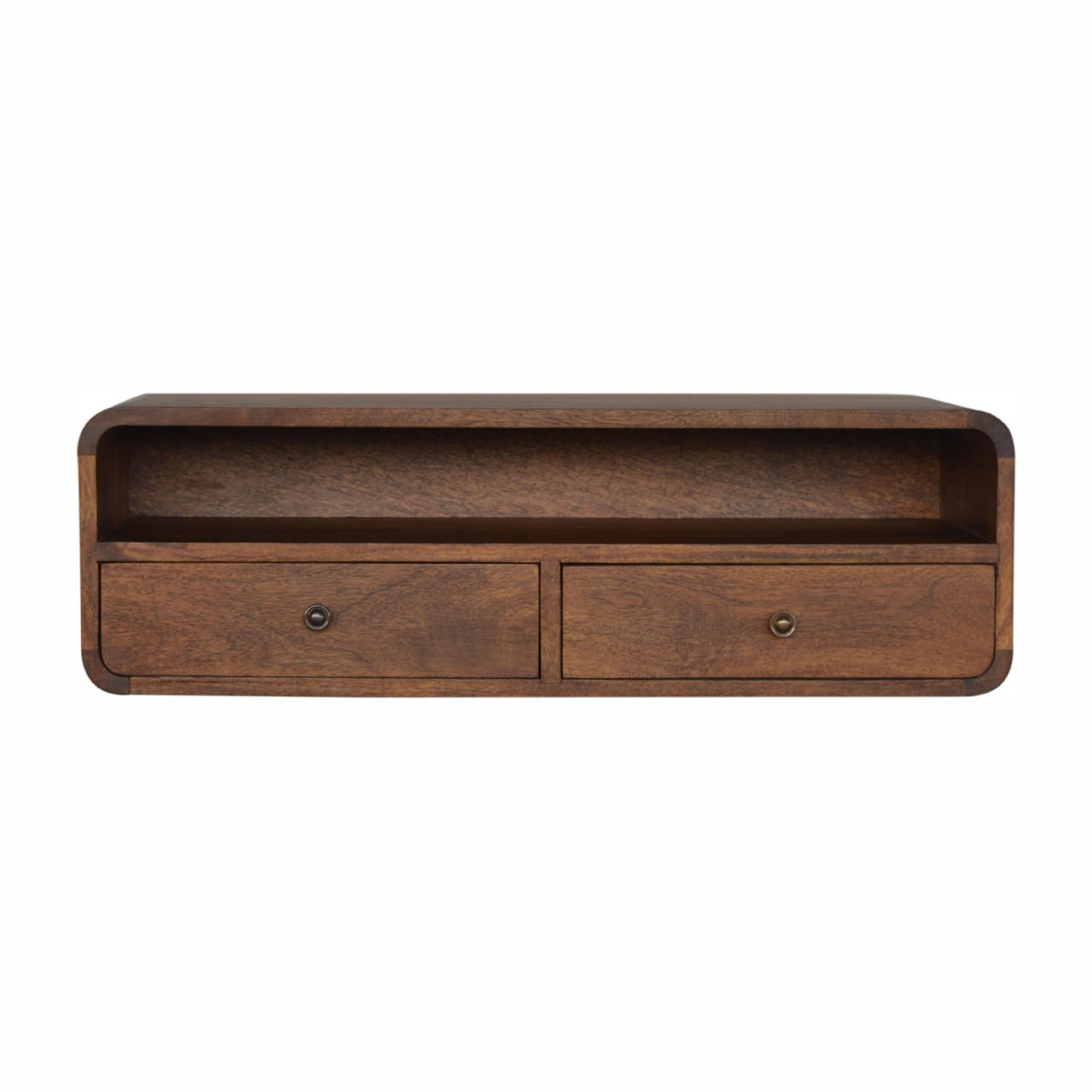 WANDKONSOLE mit 2 Schubladen - Messingfarben/Braun, Holz/Metall (80/25/32cm) - Artisan Furniture