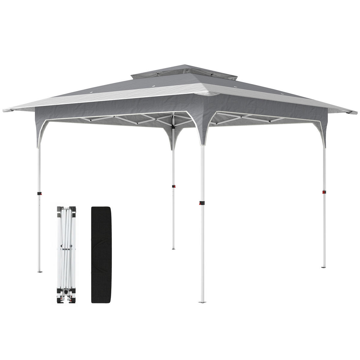 POP-UP-FALTZELT, 3,5×3,5m, grau - Grau, Textil (352/278/352cm) - Vallsero