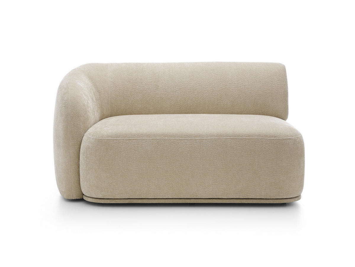 ECKSOFA Nobis Beige, Modulares Sofa mit abgerundeter Seite und Dreieckspouffe, rechte seite - Beige, Holzwerkstoff/Textil (357/147cm) - Bettso