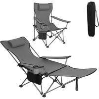 CAMPINGSTUHL Faltbar mit Fußablage Grau - Grau, Textil (84/88.5/160cm) - Woltu