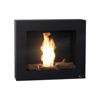 BIOETHANOL-KAMIN Schwarz Wandmodell inklusive 1.2 L Brennblock - Schwarz, Metall (70/60/20cm) - Purline