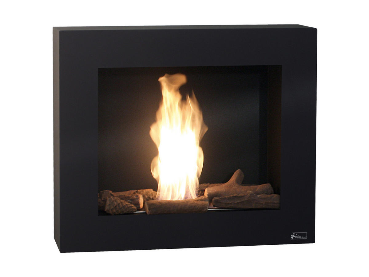 BIOETHANOL-KAMIN Schwarz Wandmodell inklusive 1.2 L Brennblock - Schwarz, Metall (70/60/20cm) - Purline