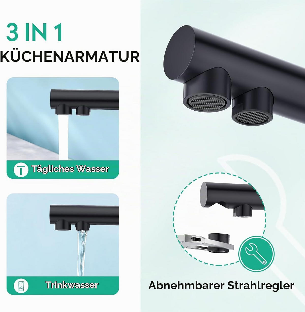 KÜCHENARMATUR, 36*21cm, schwarz. - Schwarz, Metall (40/10/30cm) - Vallsero