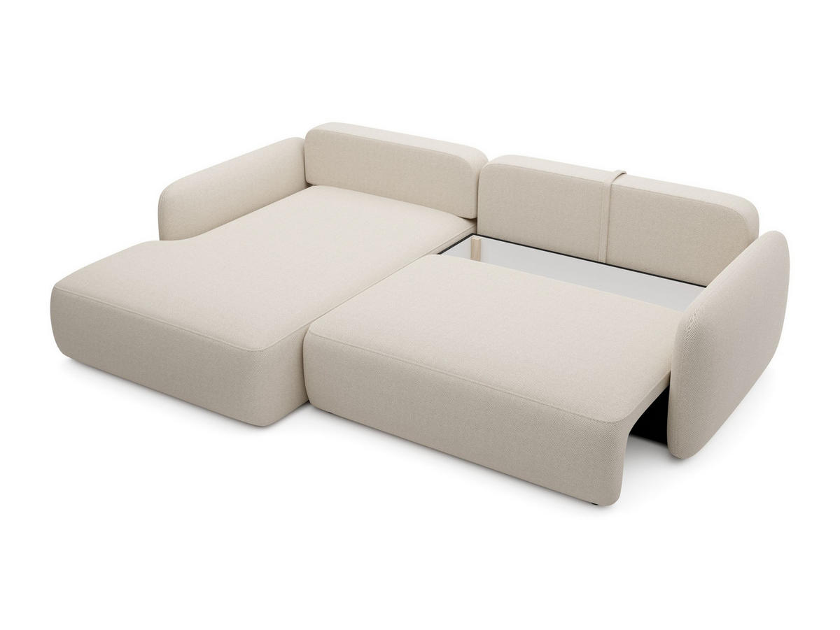 ECKSOFA ATTO Beige Jersey mit Schlaffunktion - Beige, Holz (243/163cm) - MASSENO
