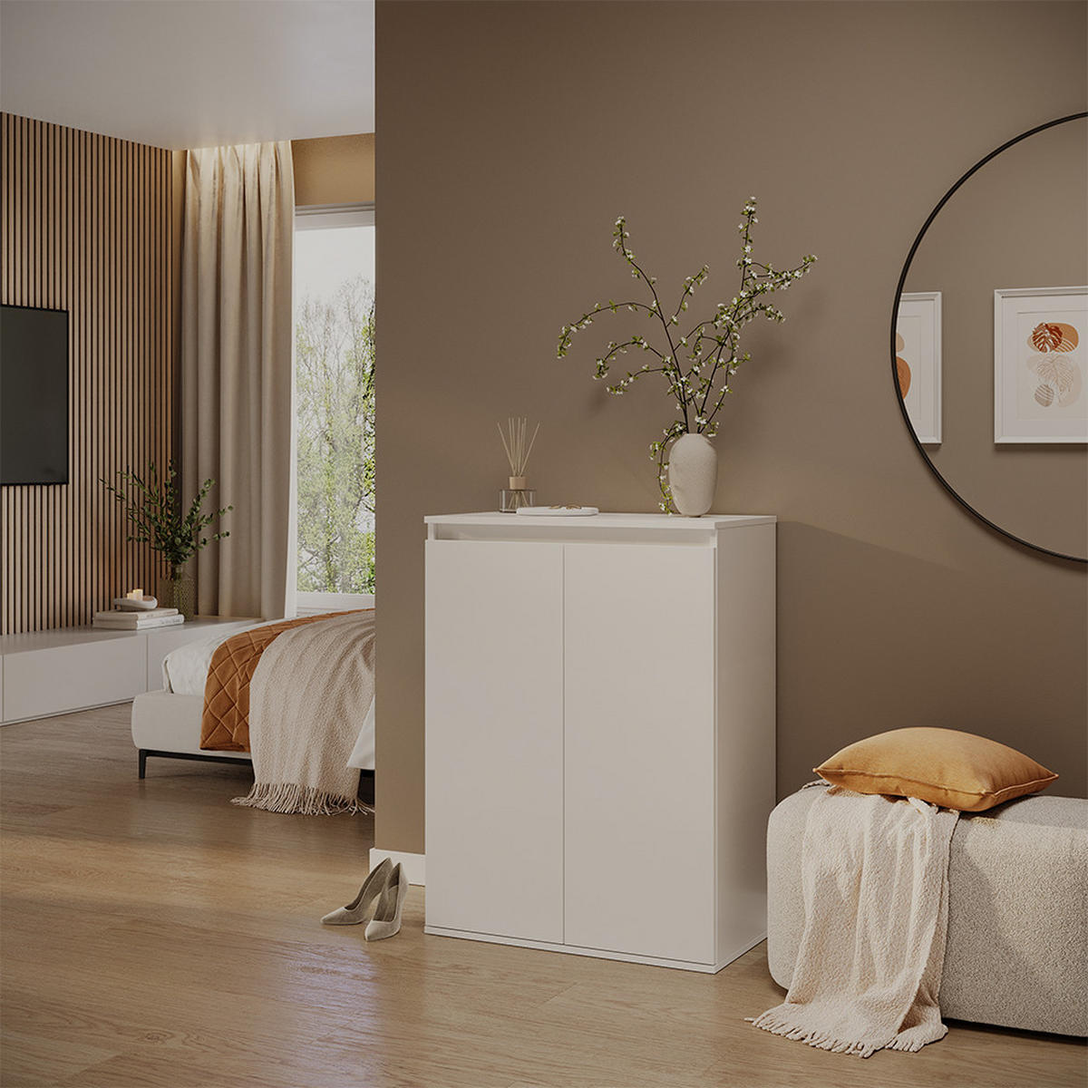 KOMODA S VRATIMA Claus Bijela 74 x 99.6 cm s 2 vrata - bijela, drvni materijal (74/99.6/40cm) - Vicco