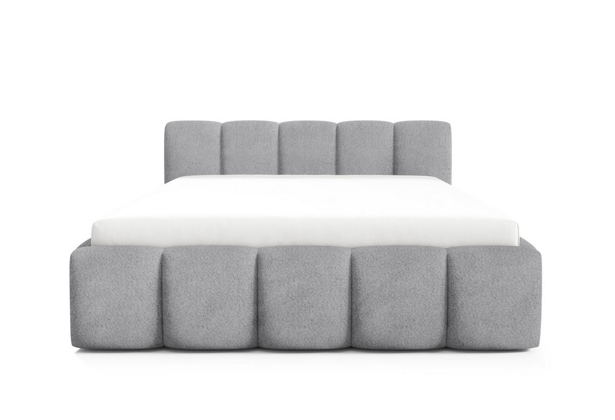 POLSTERBETT QUATTRO, 180x200 cm, Doppelbett mit Bettkasten, Boucle Stoff, Frabe: Grau - Grau, Holz/Kunststoff (180/200cm)