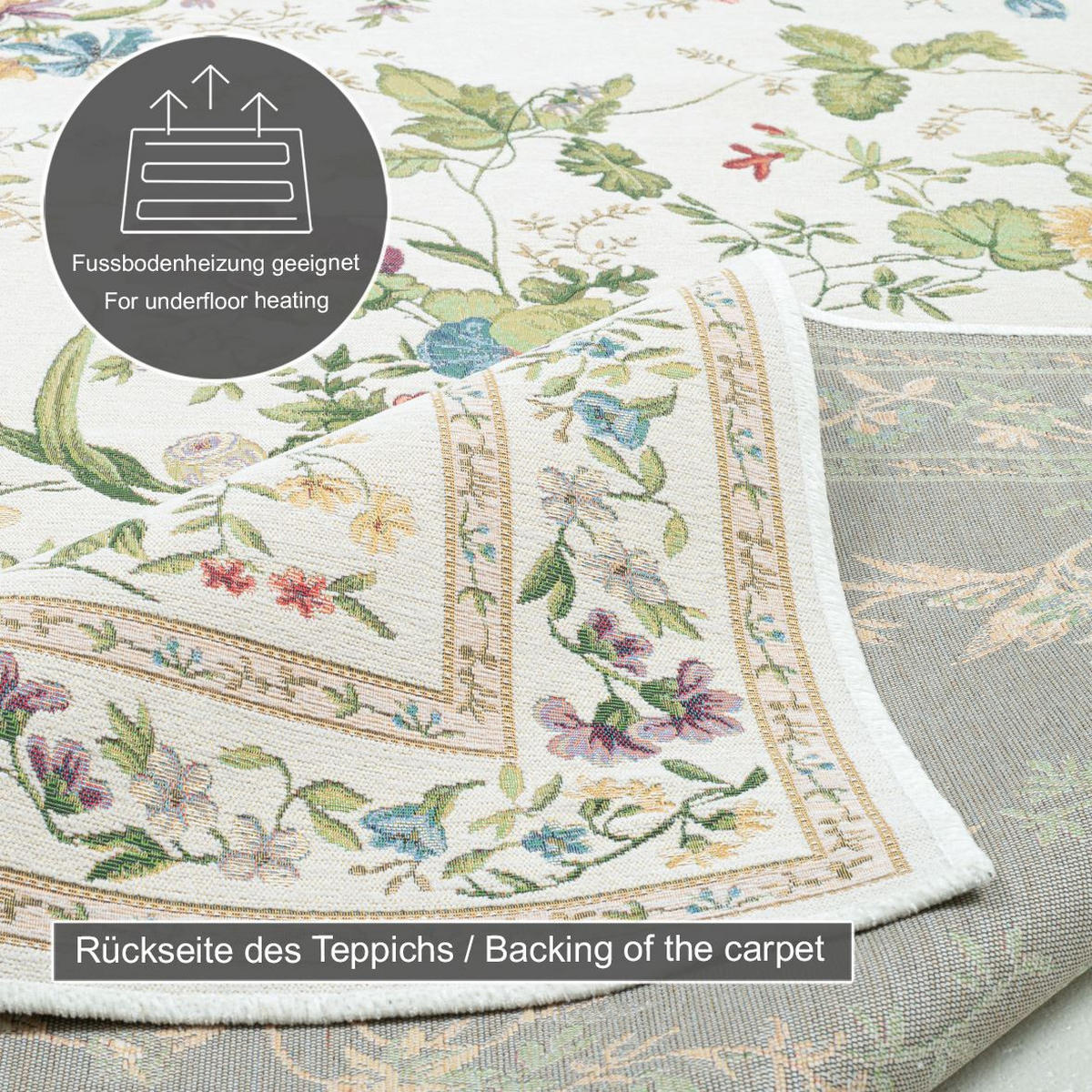 FLACHWEBTEPPICH Flomi Bettumrandung 70x400 cm - Creme, Textil (70/400cm) - THEKO