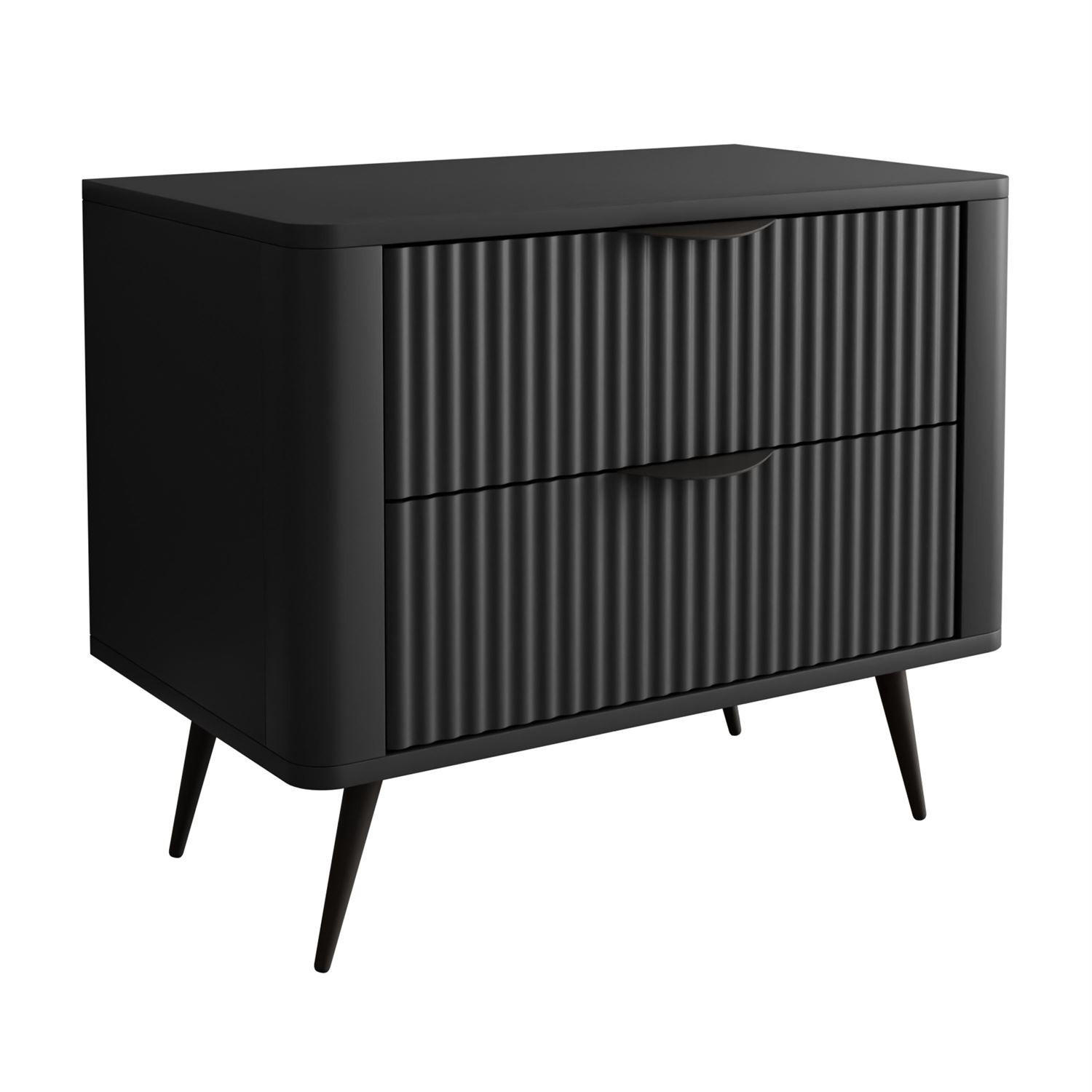 NACHTTISCH SCARLETT 2S MIT SCHUBLADEN SCHWARZ - Schwarz, Holzwerkstoff (63/55/38cm) - Lookway