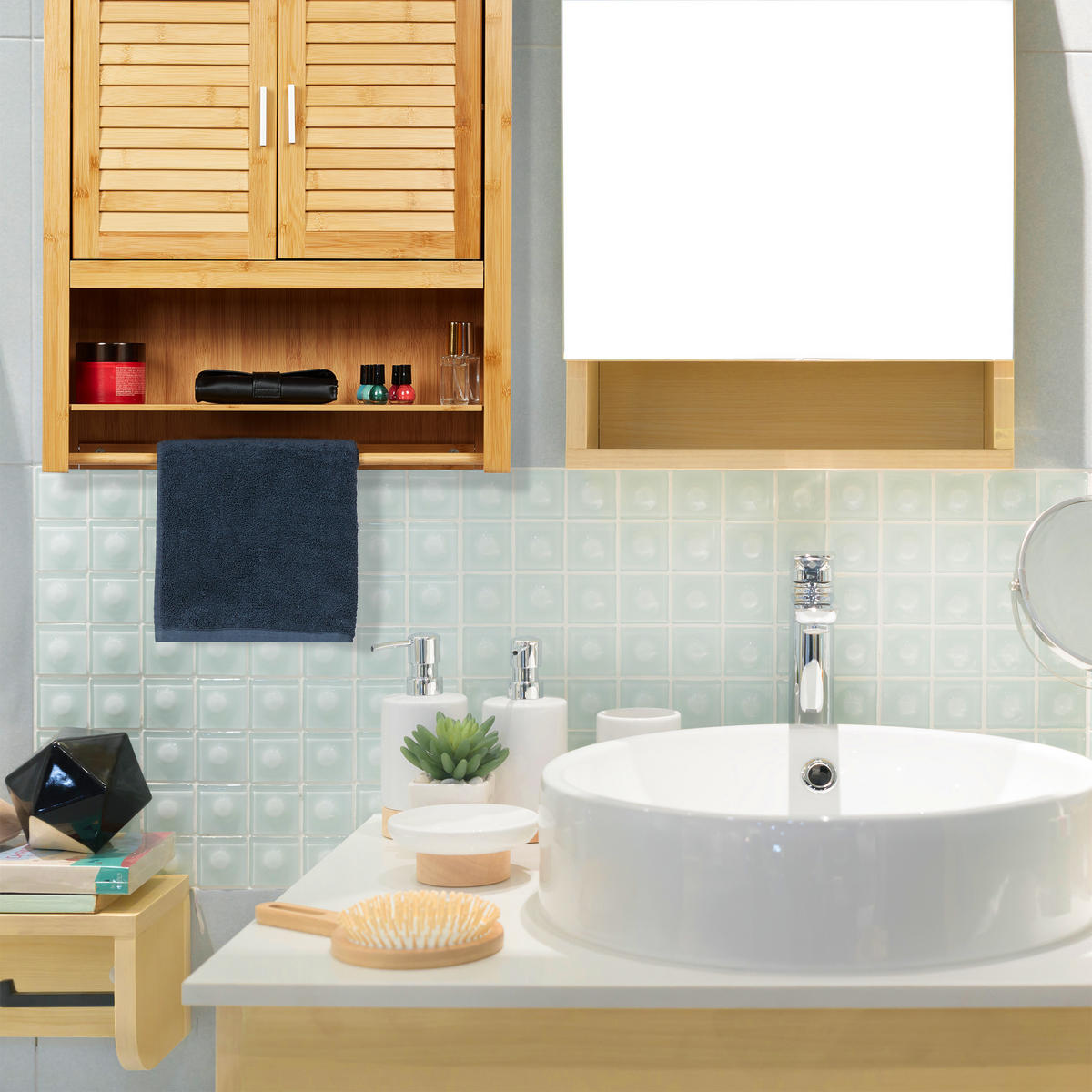 HÄNGESCHRANK - Hellbraun, Holz (62/66/20cm) - Relaxdays