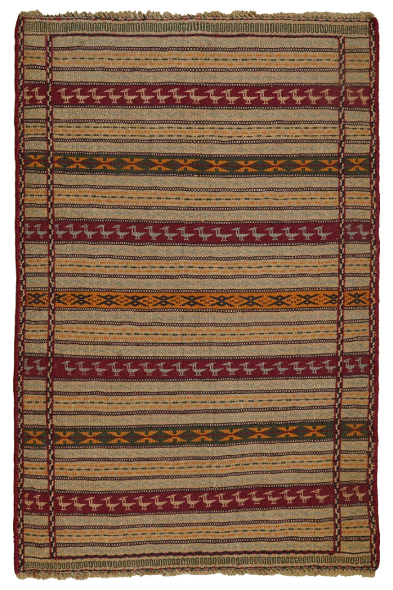 HANDWEBTEPPICH Kelim Kordi Mehrfarbig 150/97 cm Schurwolle - Multicolor, Textil (97/150cm) - Looma
