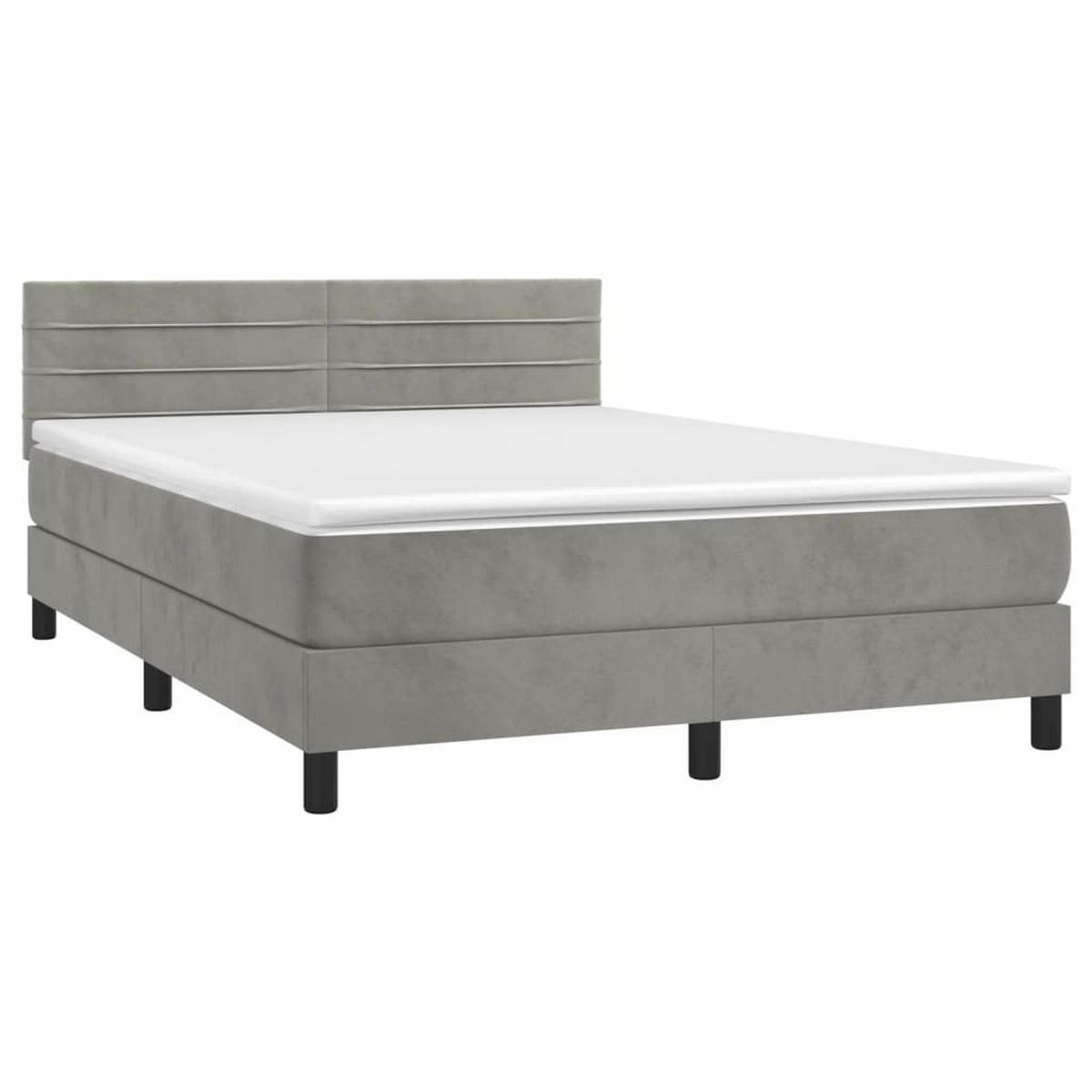 BOXSPRINGBETT 140/200 Cm Grau Samt - Grau, Textil (144/203cm) - vidaXL