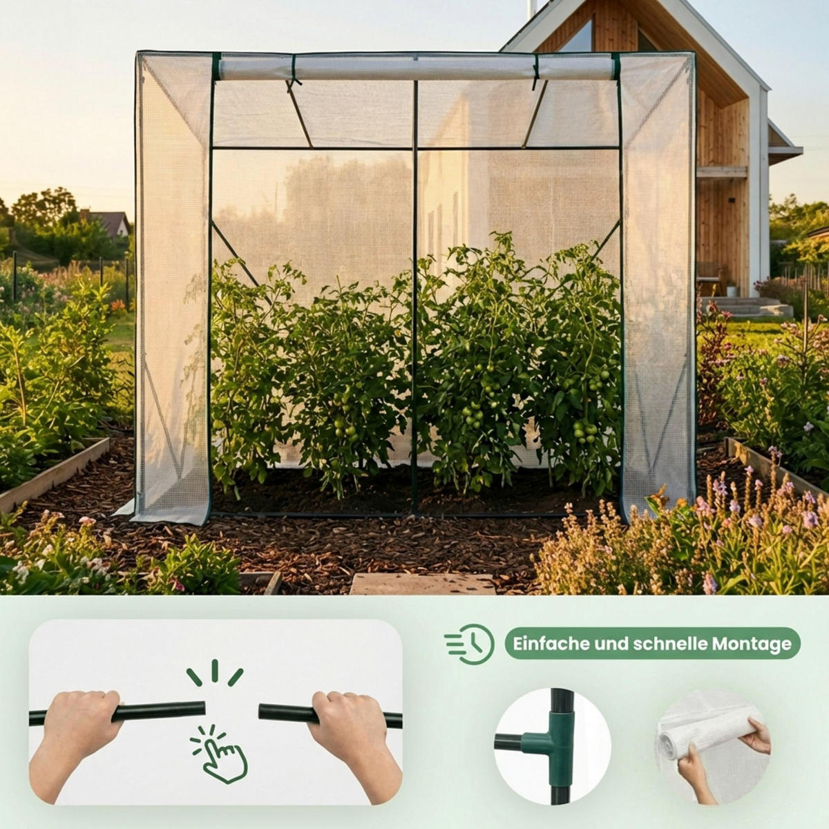 GEWÄCHSHAUS in Hausform, Weiß, 202x80x170 cm - Weiß, Metall (202/170/80cm) - Akord