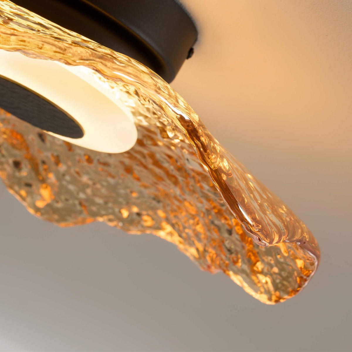 DECKENLEUCHTE Lioria, Schwarz und Bernstein, 11cm - Bernsteinfarben, Glas (11/40/40cm) - KOSILUM