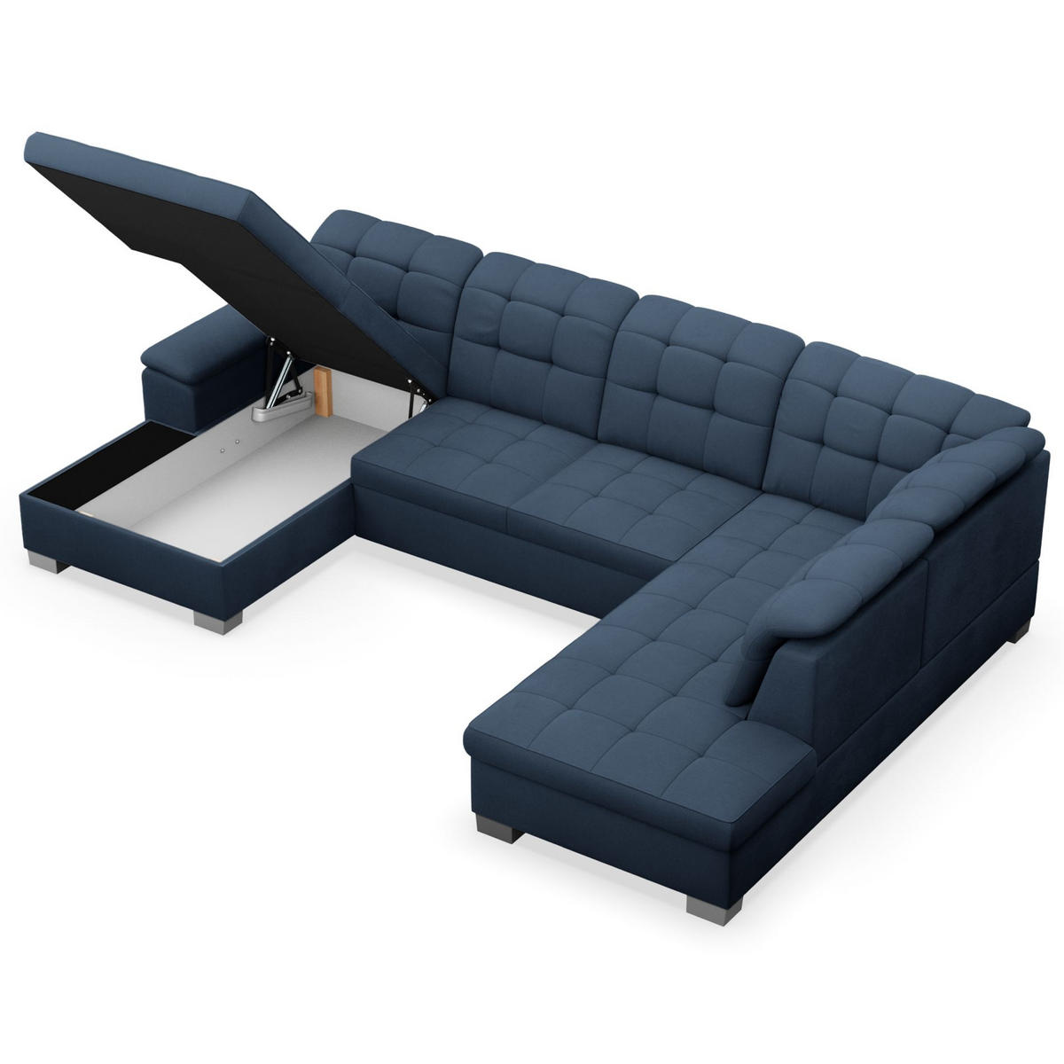 WOHNLANDSCHAFT Jamaal Marineblau linksseitig - Schwarz/Dunkelblau, Textil (330/106/212cm) - Selsey