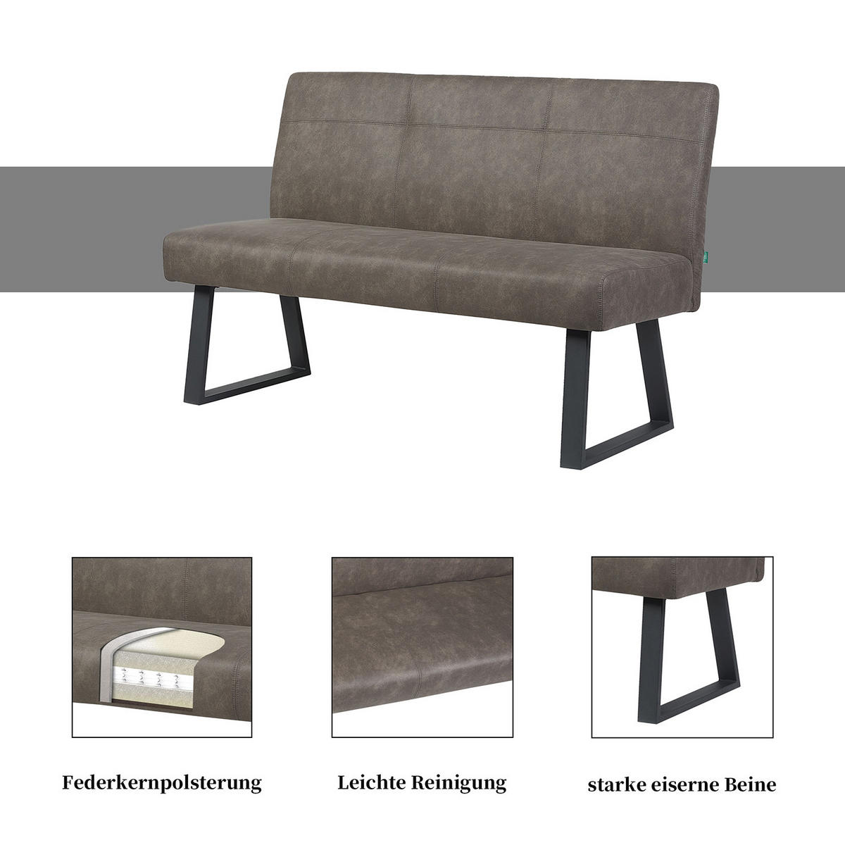 SITZBANK JOYCE - Taupe, Metall (140/91/66cm) - DUBI Möbel