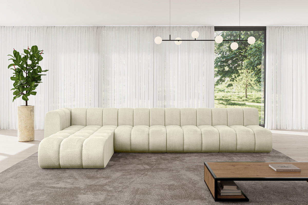 ECKSOFA modulares Sofa Darnel-L3 - 387x177x70 cm Beige - Beige, Holzwerkstoff/Textil (387/177cm) - ALTDECOR