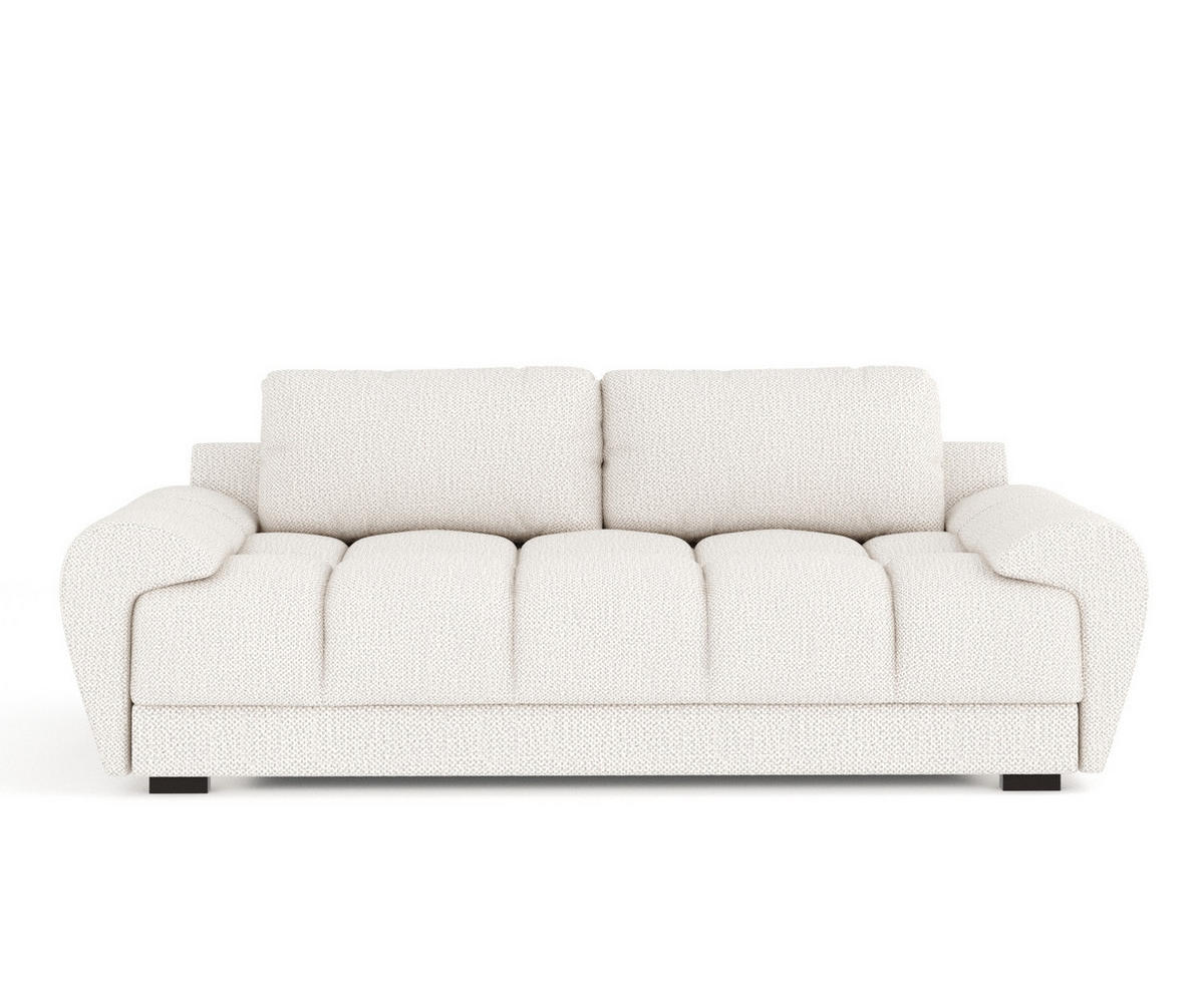 3-SITZER SOFA Peebles Creme Chenille-Stoff - Creme/Schwarz, Holz/Holzwerkstoff (244/90/101cm) - Maison de Reve