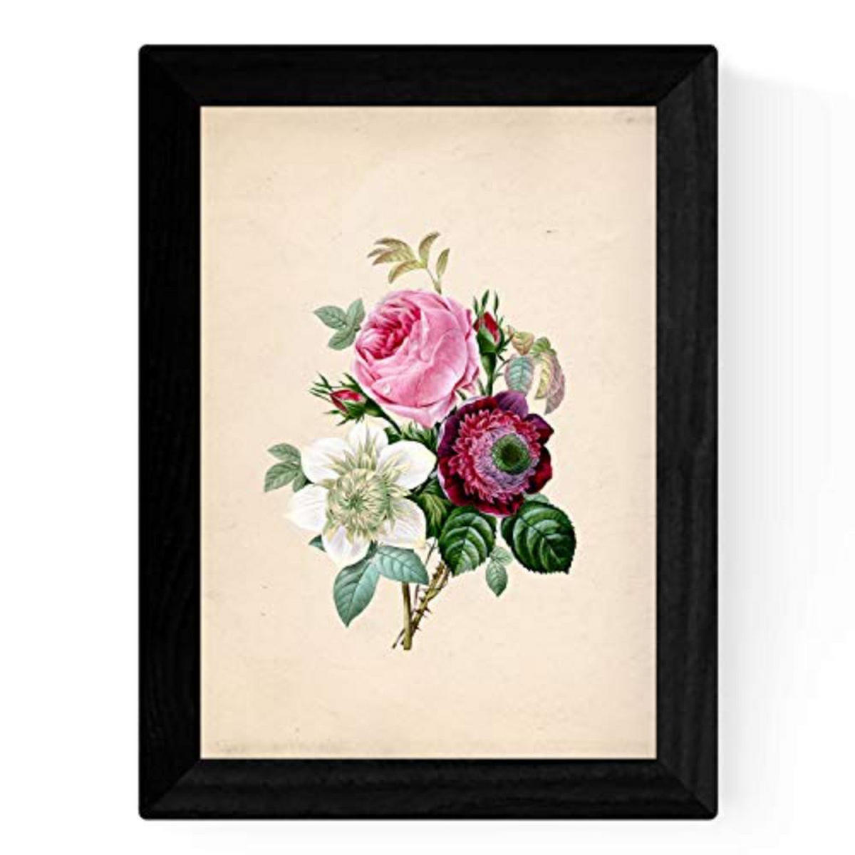 POSTER Set mit 4 Botanische Papier Hintergrund Rosen A3 Rahmenlos - Klar, Papier (29.7/3cm) - Nacnic