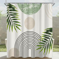 DUSCHVORHANG Grün Blätter Linie 120 x 200 cm - Grün, Textil (120/200cm)
