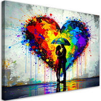 LEINWANDBILD Paar Liebe Herz Abstrakt Straßenkunst 120x80cm - Multicolor, Textil (120/80cm) - Feeby