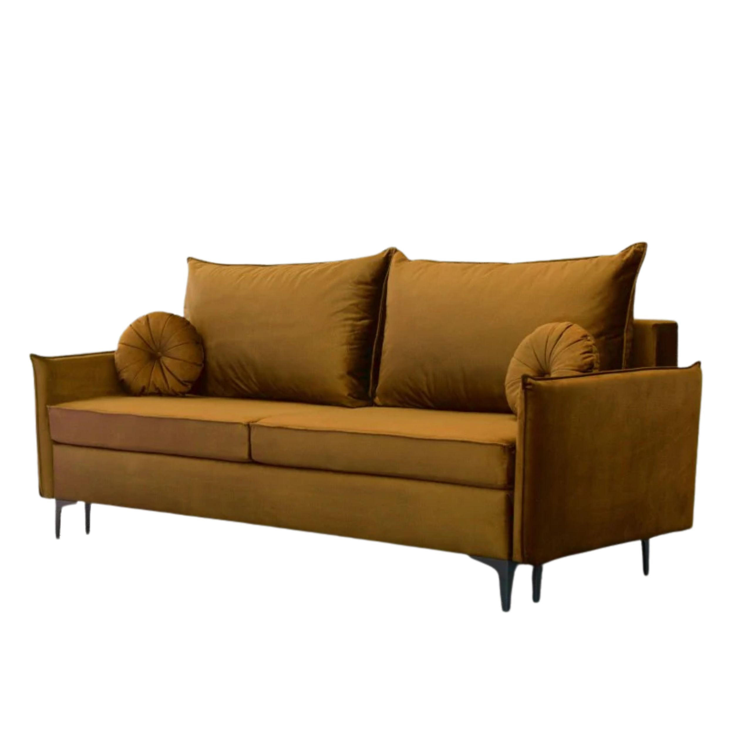 SCHLAFSOFA LEA, Sofa mit Schlaffunktion und Bettkasten, Farbe: Gelb, Veloursstoff - Gelb, Textil (215/96/94cm) - Sepro Meble