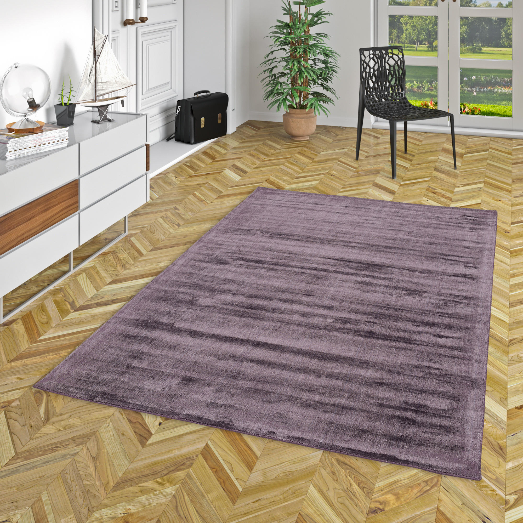 LUXUS DESIGNER TEPPICH ROMA - Lila, Textil (140/200cm) - Pergamon