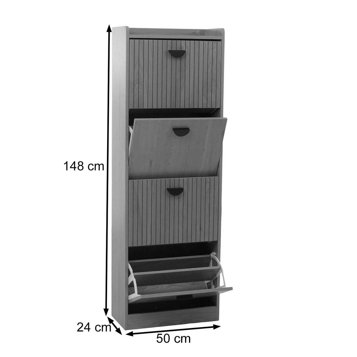 SCHUHSCHRANK Schwarz - Schwarz, Holzwerkstoff (50/148/24cm) - MCW