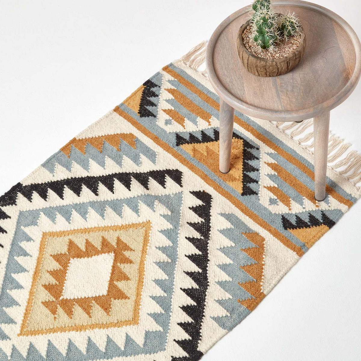 KELIM-TEPPICHLÄUFER Agra handgewebt 66/200 cm - Multicolor, Textil (66/200cm) - Homescapes