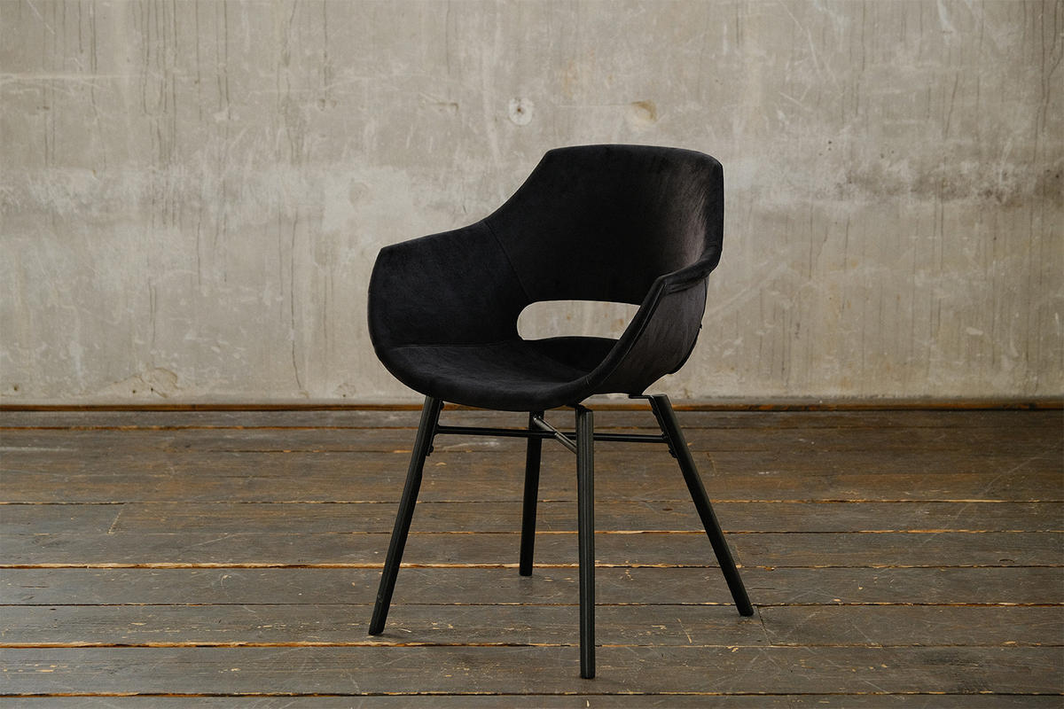STUHL ZAJA Schwarz Velvet - Schwarz, Textil (57/82/59cm) - KAWOLA