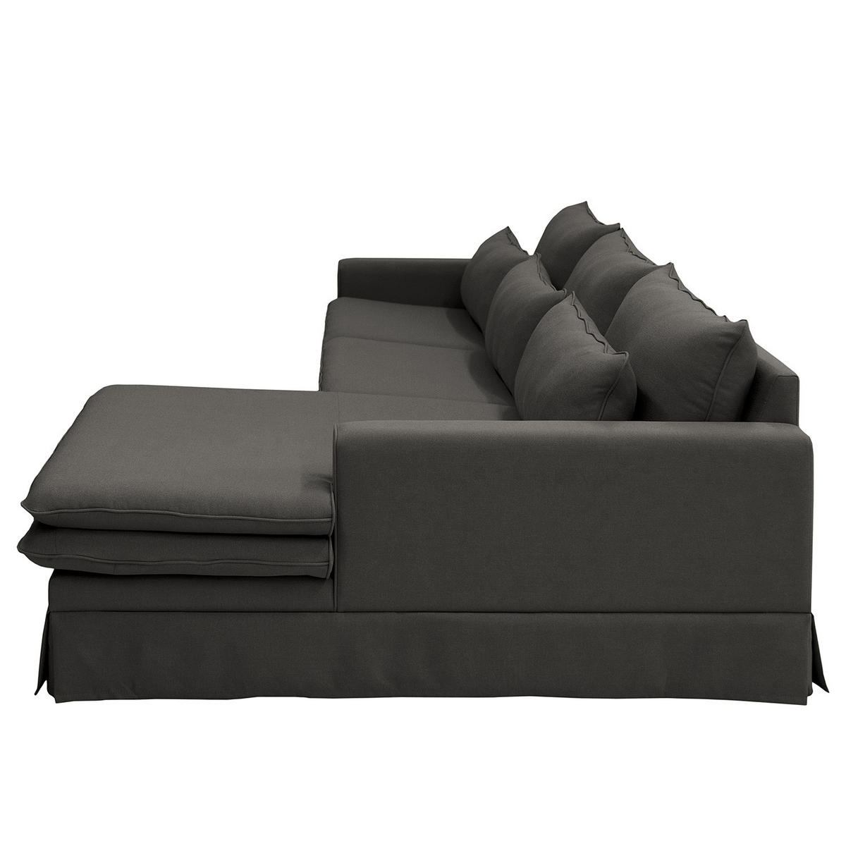 ECKSOFA mit Husse - Longchair, Webstoff - Anthrazit/Schwarz, Kunststoff/Textil (300/175cm) - home24