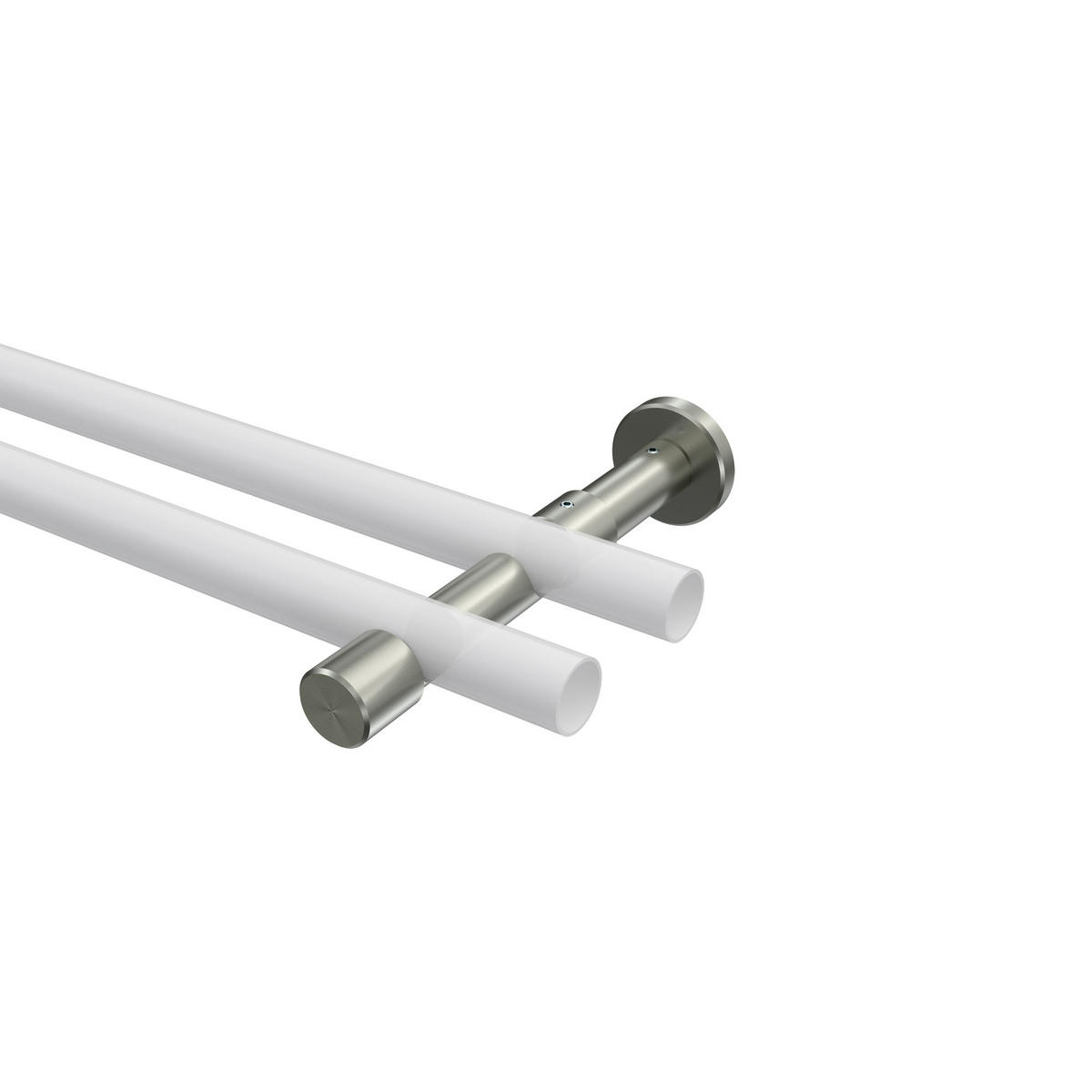 TRÄGER FÜR GARDINENSTANGEN 20 mm Ø, Prestige 2-läufig, Edelstahl-Optik - Edelstahlfarben, Metall (16.2/4/4cm) - INTERDECO