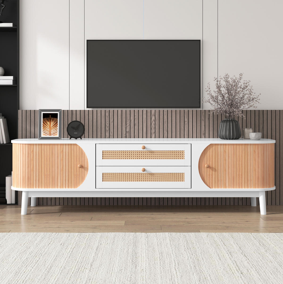 TV-SCHRANK mit Türen und Schubladen 170 cm Weiß Holzoptik - Weiß, Holzwerkstoff (39.5/46/170cm) - Beauniv